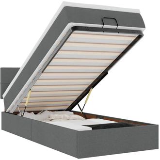 vidaXL Cama Otomana Con Colch&oacute;n Gris Oscuro 90x200 Cm Tela