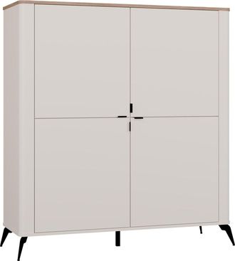 Topeshop Cordoba 4d Cachemira Beige Oak Castello Locker 4 Puertas 8 Estante Sala De Estar