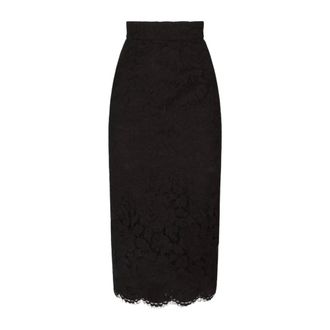 Dolce & Gabbana Midi Skirts, female, Black, Size: M Pencil Lace Midi Skirt