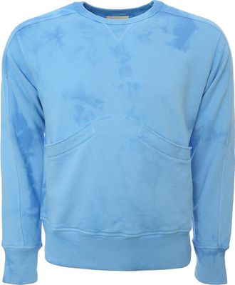 Nicholas Daley Mens Tiedye Crew Neck In Sky Blue - Size X-Large