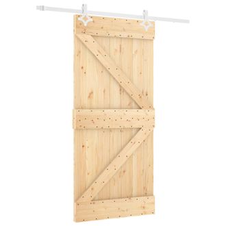 vidaXL Puerta Corredera 90 X 210 Cm Madera De Pino Maciza Vidaxl