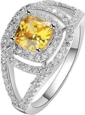 Hollywood Sensation Citrine Ring with Crystal Accent Stones in Silver at Nordstrom, Size 8