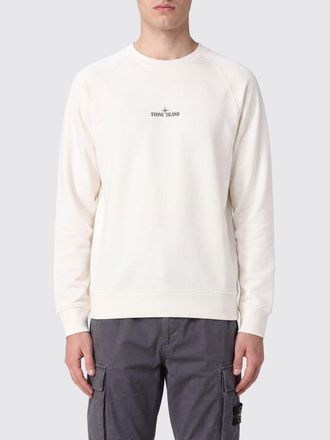 Stone Island Felpa girocollo slim fit in cotone con logo Compass stampato