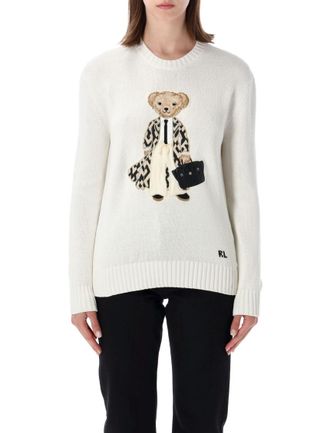 Ralph Lauren White Graphic Crew Neck Sweater