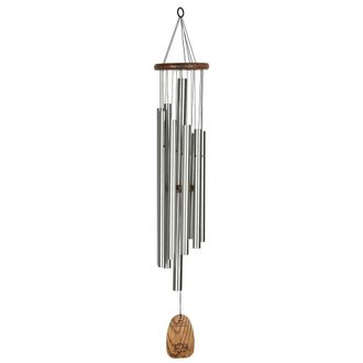 Woodstock Chimes Large Deep Tone Mindfulness Wind Chime in Silver