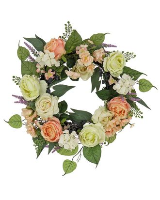 National Tree Company 24In Rose And Peony Flowers Wreath