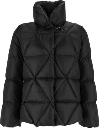 Fay Black Quilted Structured Collar Puffed Jacket