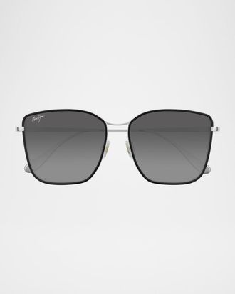 Maui Jim Mens Tiger Lily Titanium and Acetate Square Sunglasses