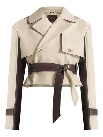 Mani&egrave;re De Voir Lelia lapel belted jacket - Neutrals