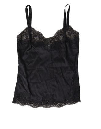 Dolce & Gabbana Womens Lace Trim Camisole Black Silk - Size Small