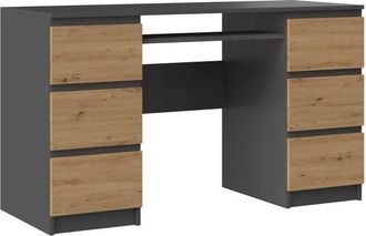 Topeshop BARI - Mesa de ordenador - 6 Cajones + Soporte deslizante para teclado - Muebles de oficina