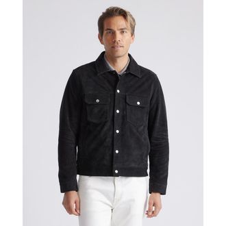 Quince | Mens Italian Suede Trucker Jacket in Black, Size Medium