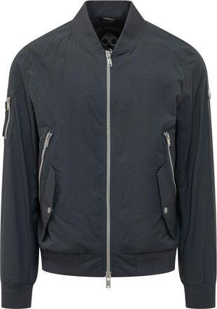Moose Knuckles Blue Solid Mock Collar Jacket
