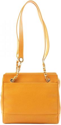 Chanel Orange Grained Calfskin Tote Bag (Pre-Owned)