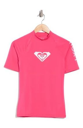 Roxy Whole Hearted Short Sleve Rashguard in Paradise Pink at Nordstrom Rack, Size X-Small Regular