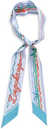 Longchamp Ribbon Print Silk Bandana Scarf in Lagoon at Nordstrom