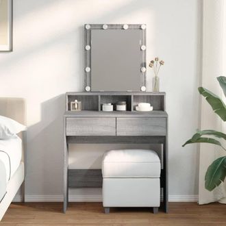 Berkfield Home Dressing Table with LED Grey Sonoma 80x41x144.5 cm