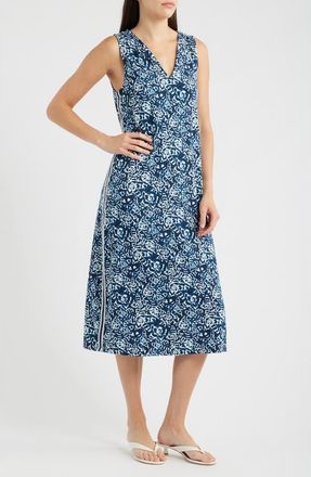 Nic+Zoe Cora Shibori Lilies Midi Dress in Indigo Multi at Nordstrom, Size Xx-Large