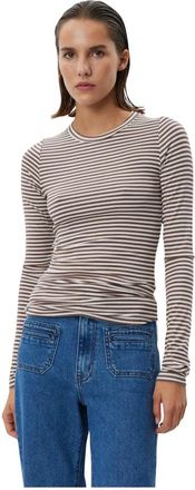 Sofie Schnoor Tops, Dames, Veelkleurig, L, Spandex, Bruin Gestreept Langarm T-shirt