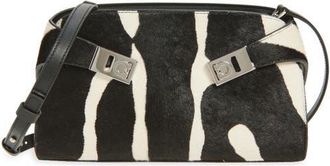 Ferragamo Hug Genuine Calf Hair East/West Crossbody Bag in Kasba Bianco/nero at Nordstrom