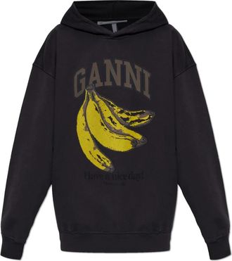 Ganni Oversize Sweatshirt - Dames - Hoodies - Zwart - XS - Katoen - Hoodies & sweatvesten