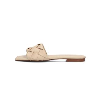 Notre-V Schoenen, Dames, Beige, 40 EU, Leer, Geweven leren slippers