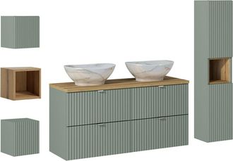 Petits Meubles Set de muebles con lavabo 4 cajonesestratificado Verde marrón