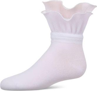MeMoi Dual Layer Ruffle Anklet Socks in White at Nordstrom, Size 6-12M