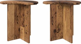 vidaXL Mesa Lateral 2 Uds. Madera Envejecida &Oslash; 39 X 38 Cm Vidaxl