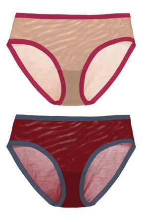 EBY 2-Pack Sheer Panties in Taupe/Cabernet at Nordstrom, Size 2X