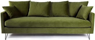 DRAWER Sofá cama 3 plazas terciopelo patas metalicas negras - Verde oliva