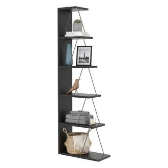 Dmora Estante Para Libros Dpallanc, Estante De Oficina, Porta Libros M&oacute;vil, Biblioteca, 50x22h150 Cm, Antracita Y Negro - Dmora