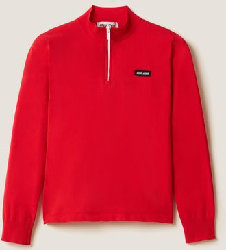 Miu Miu Technical Yarn Sweater, Woman, Red, Size 36