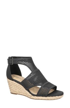 Easy Street Tova Espadrille Platform Wedge Sandal in Black at Nordstrom, Size 9.5