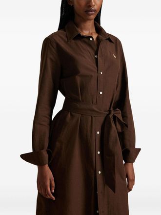 Polo Ralph Lauren Womens Midi Dress Brown Cotton