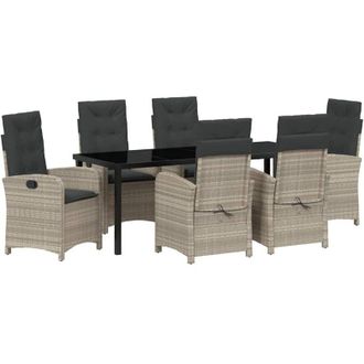 vidaXL Conjunto De Comedor De Jard&iacute;n 7 Pcs Gris Claro Rat&aacute;n Sint&eacute;tico Vidaxl