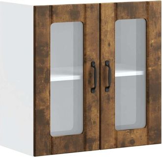 vidaXL Kitchen Wall Cabinet with Glass Door Lucca Smoked Oak Engineered Wood Vidaxl