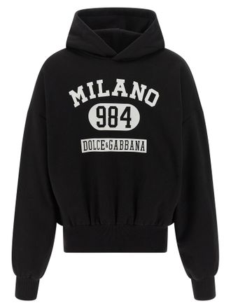Dolce & Gabbana Mens Flocked Print Hoodie