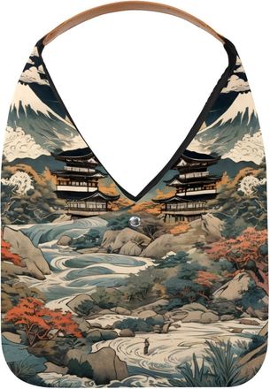 Generic Beautiful Ukiyo-e Reusable Lightweight Grocery Bags - Foldable Into Compact Pouch, Washable & Sturdy, Multipurpose for Shopping and Travel