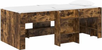 vidaXL Marco De Cama Alta Para Ni&ntilde;os Roble Ahumado 98.5 X 200 Cm Vidaxl