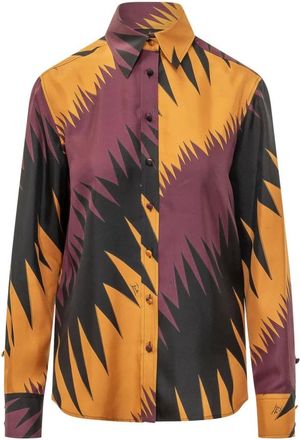 Pucci Overhemden, Dames, Veelkleurig, 2Xl, Drago Print Zijden Blouse