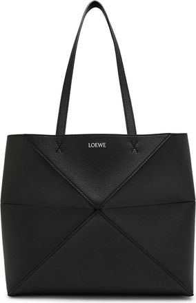 Loewe Puzzle Fold Medium Leather Tote bag - Black - One Size