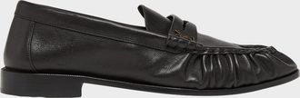 Saint Laurent Men & apos;s Le Loafer Creased Leather Mules
