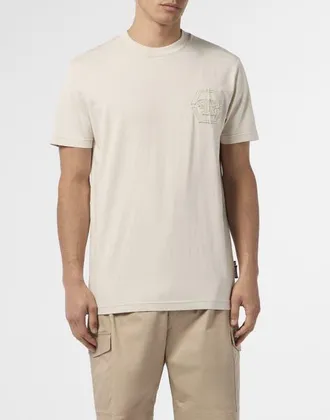 Philipp Plein Round Neck T-Shirt Raw Edge Monogram Monogram Men in Beige at Nordstrom, Size Xxx-Large