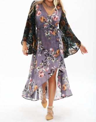 Aratta Invitation For Tea Wrap Dress In Charcoal Floral