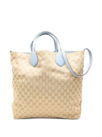 Gucci 2000-2015 GG Canvas Reversible Tote satchel - women - Calf Leather/Canvas/Leather - One Size - Blue
