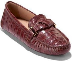Cole Haan Emmie Knot Driver in Mahogany Croc Print Leather at Nordstrom Rack, Size 5.5