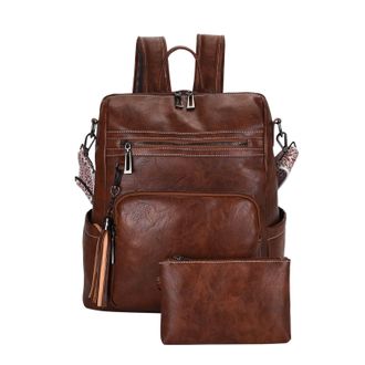 Generic Ladies Stylish Womens Travel Backpack and Clutch Purse Set Multipurpose Designer Carryall Combo for Everyday Use