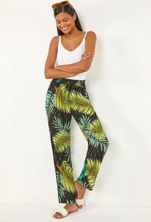 Roman Shimmer Palm Print Harem Trouser