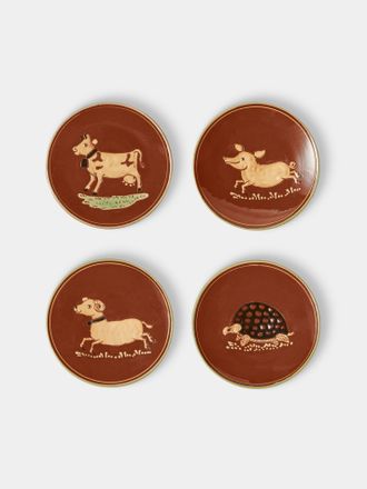 Poterie d'&Eacute;vires Animals Hand-Painted Ceramic Plates - 5.5in/14cm (Set of 4)